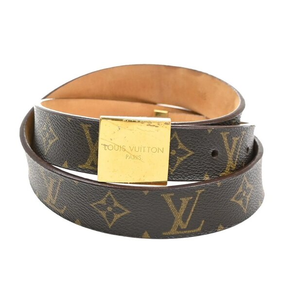 LOUIS VUITTON Ceinture Carre Belt Monogram Leather BN Gold Spain main image 5